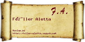 Füller Aletta névjegykártya
