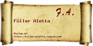 Füller Aletta névjegykártya